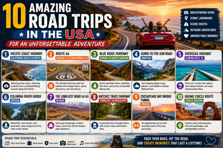 10 Amazing Road Trips in the USA for an Unforgettable Adventure