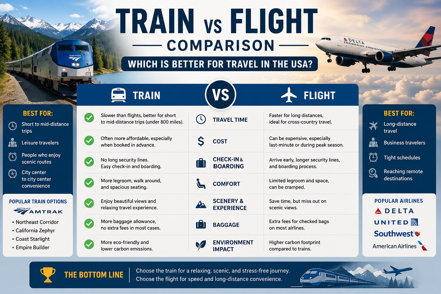 Train vs Flight Comparison: Which Is Better for Travel in the USA?