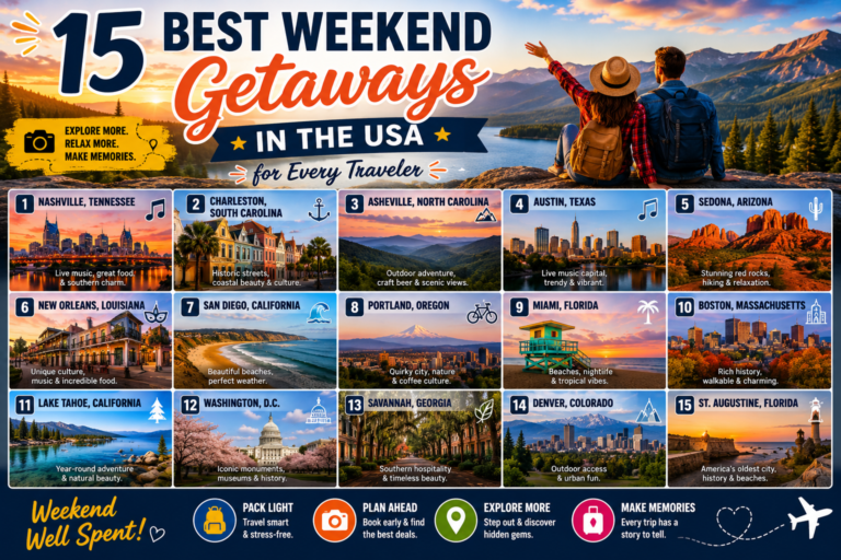 15 Best Weekend Getaways in the USA for Every Traveler