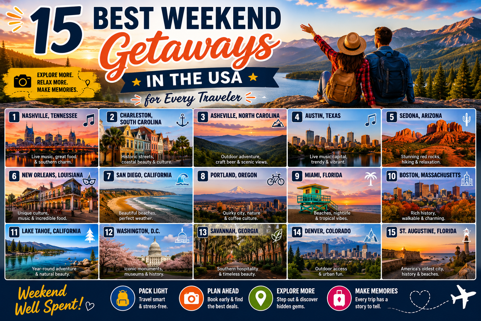 15 Best Weekend Getaways in the USA for Every Traveler